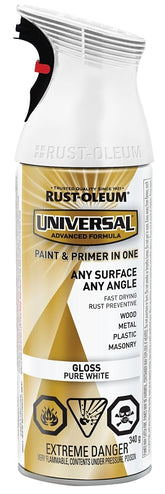 Rust-Oleum 246435 Enamel Spray Paint, 340 g Can, Oil Base, Gloss, White